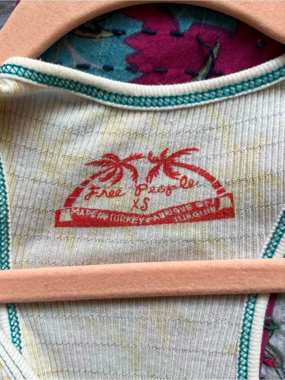 Free People Tropical Ribbed Tank in Yellow, Teal & Red